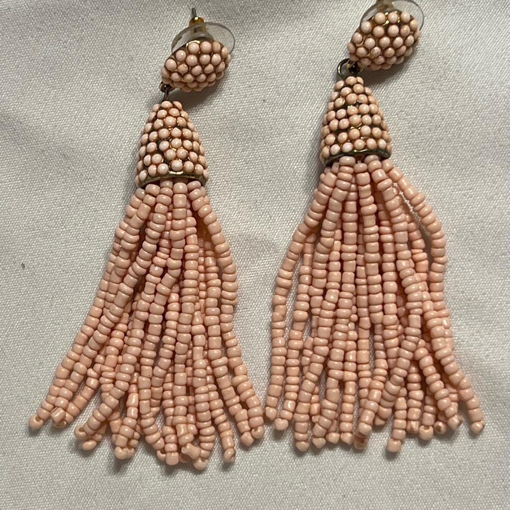 Baublenar Blush Pink Beaded Drop Dangle Earrings